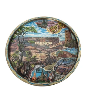 Vintage 1960s GRAND CANYON Souvenir Metal 11" Serving Bowl Arizona - Picture 1 of 3