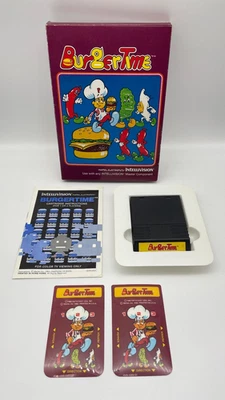  Intellivision Burger Time game with Box, Manual and Overlays - good condition - Image 1 of 4