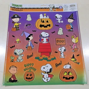 Peanuts Charlie Brown Snoopy, etc Halloween Window Clings Sheet of 16 Orange New - Picture 1 of 1
