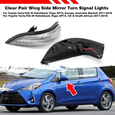 Clear 2x Side Mirror Turn Signal Light For Toyota Yaris/Vitz III Hatchback 11-19 - Image 1 of 4