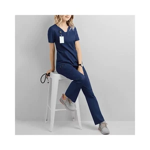 Marineblaues medizinisches Peelingset mehrere Taschen - Größe L - Bild 1 von 2