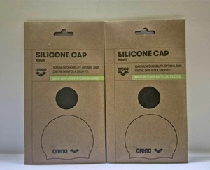 Lot 2 Swim Cap Adult Fit ARENA Recycled Silicon Black Swimming Adult Mens Women - Picture 1 of 2