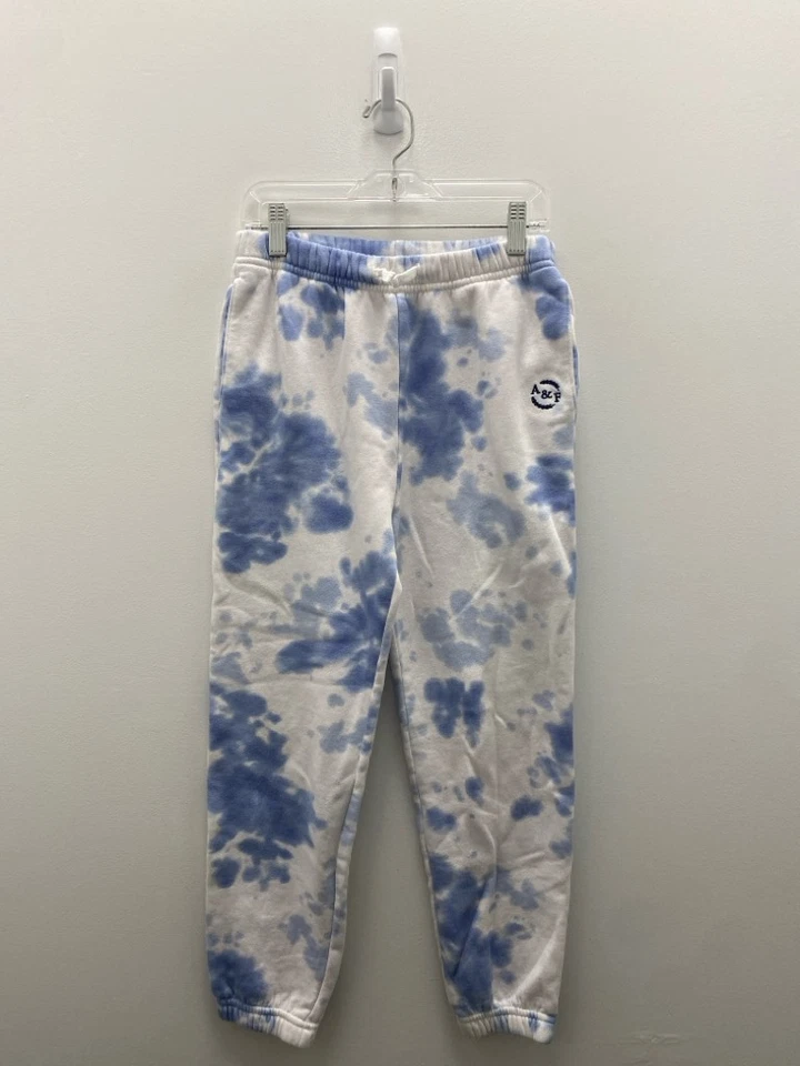 Pantalones deportivos para niñas Abercrombie TALLA 9/10 blancos/azules tie dye Foto 1 de 1