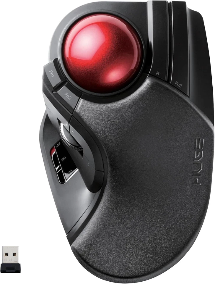 ELECOM HUGE Trackball Mouse, 2.4GHz Wireless, Finger Control, 8-Button...  - Image 1 of 4