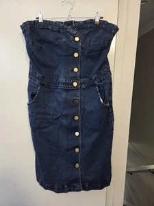 City Chic Sz XS 14 Denim Strapless Dress - Picture 1 of 3