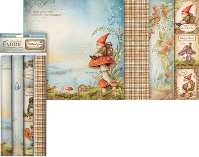 Stamperia Stoffset Hidden Grove 4 Stück Baumwollstoffe Patchwork 30x30 cm