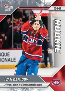 2025-26 NHL TOPPS NOW® Sticker 52 🏒 Ivan Demidov RC 🏒 Montreal Canadiens 🇨🇦 - Picture 1 of 2