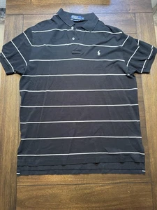Polo Ralph Lauren Polo Shirt Mens Extra Large Black White Striped Pima Cotton - Picture 1 of 5
