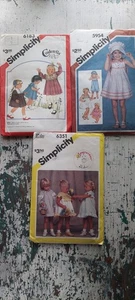 3 Simplicity Sewing Patterns For Toddler Girls Size 1 - Picture 1 of 4