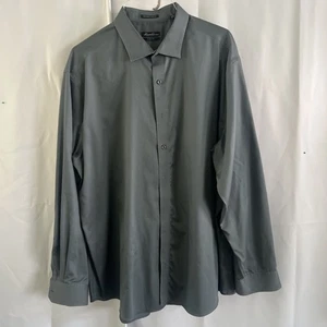 Kenneth Cole Slim Fit No Iron Stretch Men’s Fitted Dress Shirt Gray 18 34/35 - Picture 1 of 8