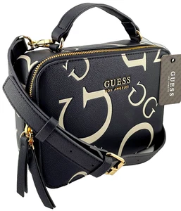 GUESS LONGMEADOW LOGO SATCHEL & CROSSBODY BAG HANDBAG Black • AUTHENTIC New BNWT - Picture 1 of 19