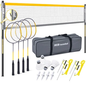 Professional Badminton Net Set w/Net Tension Adjuster Rackets Nylon Shuttlecocks - Picture 1 of 11