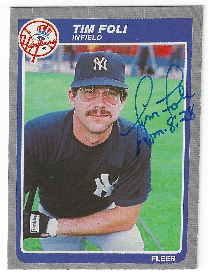 TIM FOLI NEW YORK YANKEES FIRMADO 1985 TARJETA GIGANTES PIRATAS METS ANGELS EXPOSICIONES Foto 1 de 1