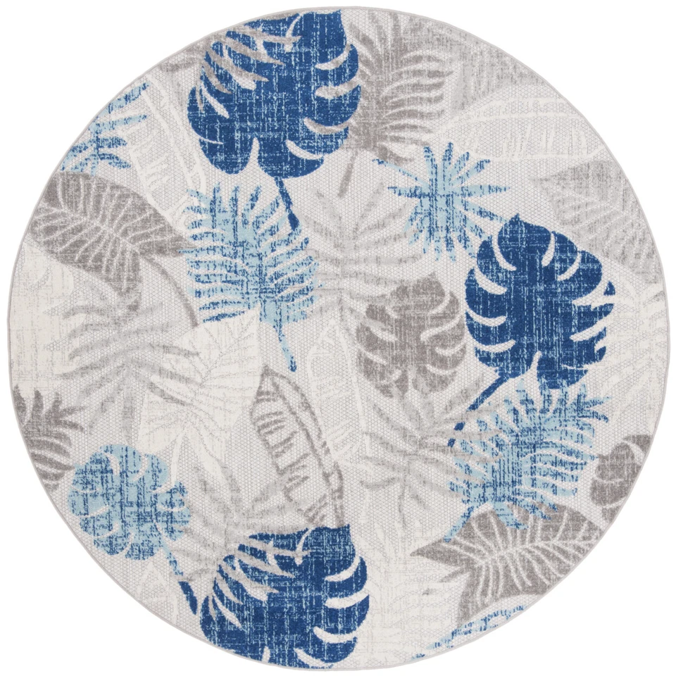 SAFAVIEH Outdoor CBN831F Cabana Collection Grey / Blue Rug - Image 1 of 1