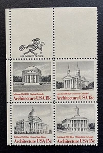 US Stamps, Scott #1779-82 15c 1979 Mr Zip Blk of American Architecture XF M/NH  - Picture 1 of 3