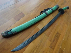 012-Espada de Ancho China Hecha a Mano con Hoja de Ranura de Sangre Plegada Acero DaDao - Imagen 1 de 12