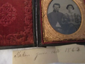 BÜRGERKRIEG INFANTERIE SOLDAT & FRAU, PAPIERZETTEL DATIERT 12. JUNI 1862 ENTNOMMEN - Bild 1 von 7