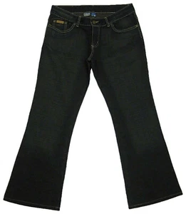 Bershka Jeans Women Size 12 Blue Denim Indigo Boot Leg Distressed Low Rise - Picture 1 of 10