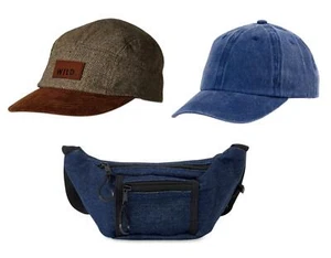 3PK Wonder Nation One-Size Adjustable Hats (Brown, Denim) + Denim Fanny Pack NWT - Picture 1 of 9