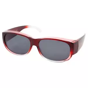 Rote stilvolle Damen-Sonnenbrille polarisierte Passform über Brille ovale Abdeckung Überblendung - Bild 1 von 7