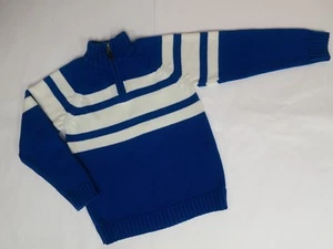The Children's Place Blue/White Stripe Cotton Blend Zip Up Neck Sweater M (7-8) - Picture 1 of 6