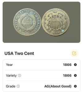 1866 USA Two Cent AG LOT #69 - Picture 1 of 1