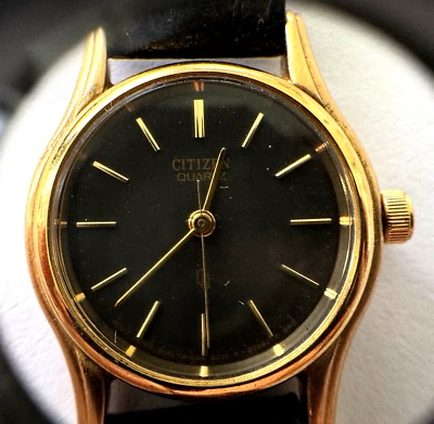 Reloj Citizen 6031 SO6266 SMW vintage de cuarzo esfera negra y correa para dama funciona Foto 1 de 4