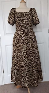 ALBARAY LEOPARD PRINT COTTON MIDI DRESS SIZE 10 EXCELLENT CONDITION RRP £110 - Picture 1 of 6