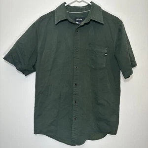 Marmot Shirt Mens Medium Green Casual Preppy Button Up Pocket Logo Outdoor Adult - Picture 1 of 7