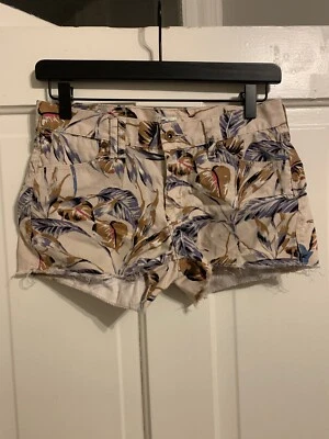 Pantalones Cortos Madewell Mujer Corte Dobladillo Crudo Estampado Palma Talla 25 Rosa Foto 1 de 4