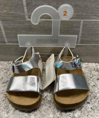 NUEVO CON ETIQUETAS Gymboree Infantil Bebé Metálico Plateado Zapatos/Sandalias de Verano-Talla 2 Foto 1 de 4
