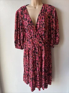 Women’s Size 18 Red Pink & Black Floral Party Plunge v neck Dress From George - Picture 1 of 5