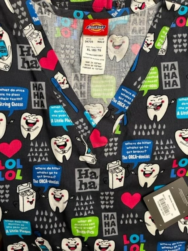 Scrubs Dickies EDS Signature V Neck Top Have A Laugh DK704 HALU Size XL - Image 1 of 1