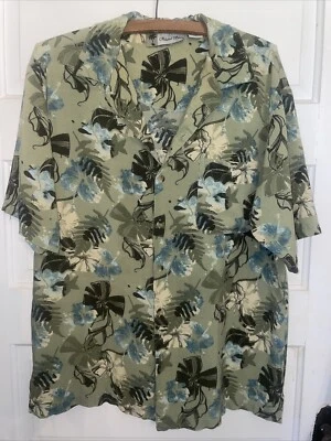 Camisa De Colección Azul Isla Hawaiana Hawaiana Informal Botón Rayón Verano Excelente Estado Foto 1 de 4