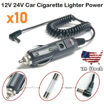 x10 80"12V-24V 5.5x2.1mm Car Cigarette Lighter Socket Power Supply Adapter Cable - Image 1 of 4