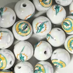 miami dolphins Acrylic Beads for Jewelry Making DIY Pen Keychain 1 pc - Picture 1 of 1
