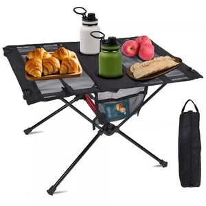 Portable Camping Table Folding 23*15" Beach Table w/ Drink Holder & Mesh Storage - Picture 1 of 7