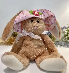 Ty Beanie Babies Sunbonnet Bunny ~ 2005 Bronceado con Sombrero Rosa ~ Etiquetas de Peluche - Imagen 1 de 9