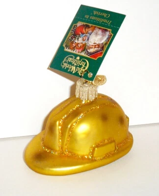 CASCO DE CONSTRUCCIÓN CASCO - NAVIDAD DEL VIEJO MUNDO - ADORNO DE CRISTAL - NUEVO CON ETIQUETA Foto 1 de 2