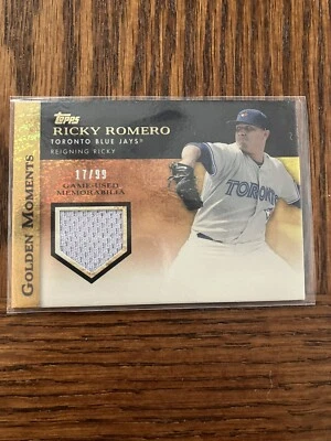 2012 Topps Golden Moments Relics Series 2 Gold /99 Ricky Romero #GMR-RR - Image 1 of 2