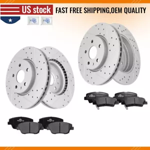 Front Rear Drilled Rotors Ceramic Brake Pads Set for Kia Optima Hyundai Sonata - Bild 1 von 6