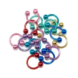 Wholesale 10Pk Horseshoe Circular Barbell Ring Anodized Titanium Jewelry 14g - Picture 1 of 1