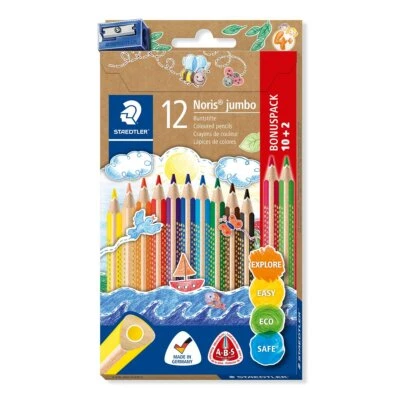 STAEDTLER® Noris® jumbo 128 Jumbo Buntstift, Kartonetui mit 10 + 2 Buntstiften