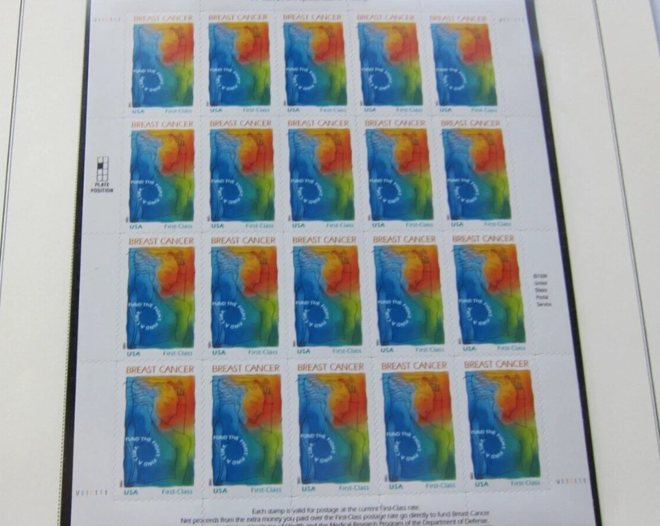 1998 U.S. Postage Mint Sheet of 20 Breast Cancer Awareness Stamps (#5) - Image 1 of 1