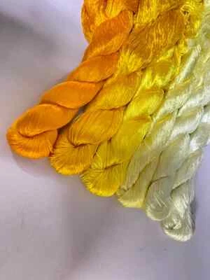 Yellow 100%mulberry silk,hand-dyed wrapping velvet flowers Twistless silk thread - Image 1 of 3