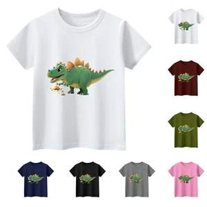 Kids Performance Short Sleeve T-Shirts Girls Boys Printed Basic Lightweight Tee¥ - Picture 1 of 33