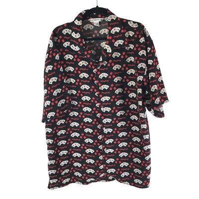 Camisa Playboy Para Hombres Vintage Abotonada Tarjetas Dados Negro Rojo XL Foto 1 de 4