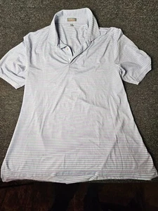 Peter Millar Summer Comfort XL Golf Polo Shirt Purple Striped -- ag - Picture 1 of 7