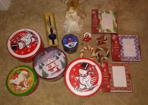 HUGE Christmas Décor Bundle ~ Candy/Cookie Tins Tree Toppers Globe Holiday Cards - Picture 1 of 2
