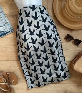 Gonna a matita Cool Quirky Bird stampa silhouette grigio maglia pesante fessura cerniera H&M - Foto 1 di 8